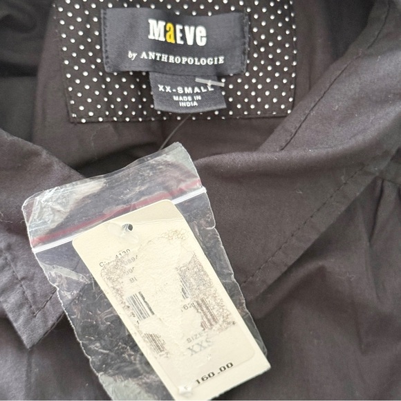 NWT Maeve Anthropologie Women’s Sleeveless Button Front‎ Shirt Dress Black XXS - Picture 10 of 13